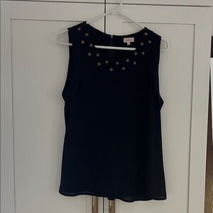 Pixley Navy Tank Top with Gold Accents